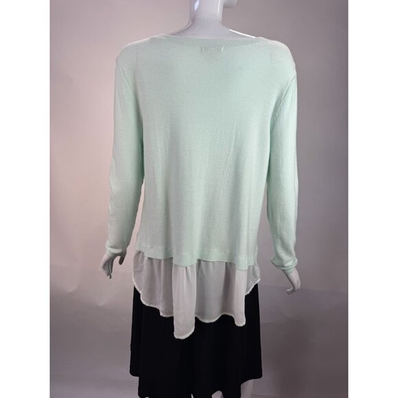 Cato Womens Mint Green Sweater With Sheer White Layered Hem Size S Lightweight - Picture 9 of 16